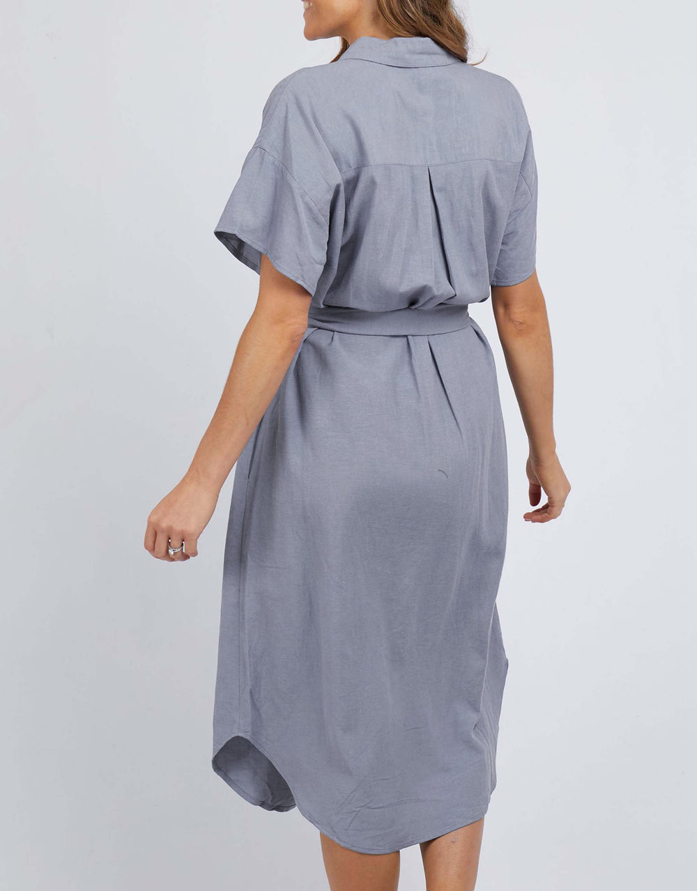 Sage Relaxed Shirt Dress - Ocean Blue