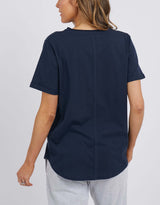 Suzie Short Sleeve Button Henley - Navy