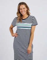 Time And Place Dress - Navy/White Stripe With Moss/Lilac