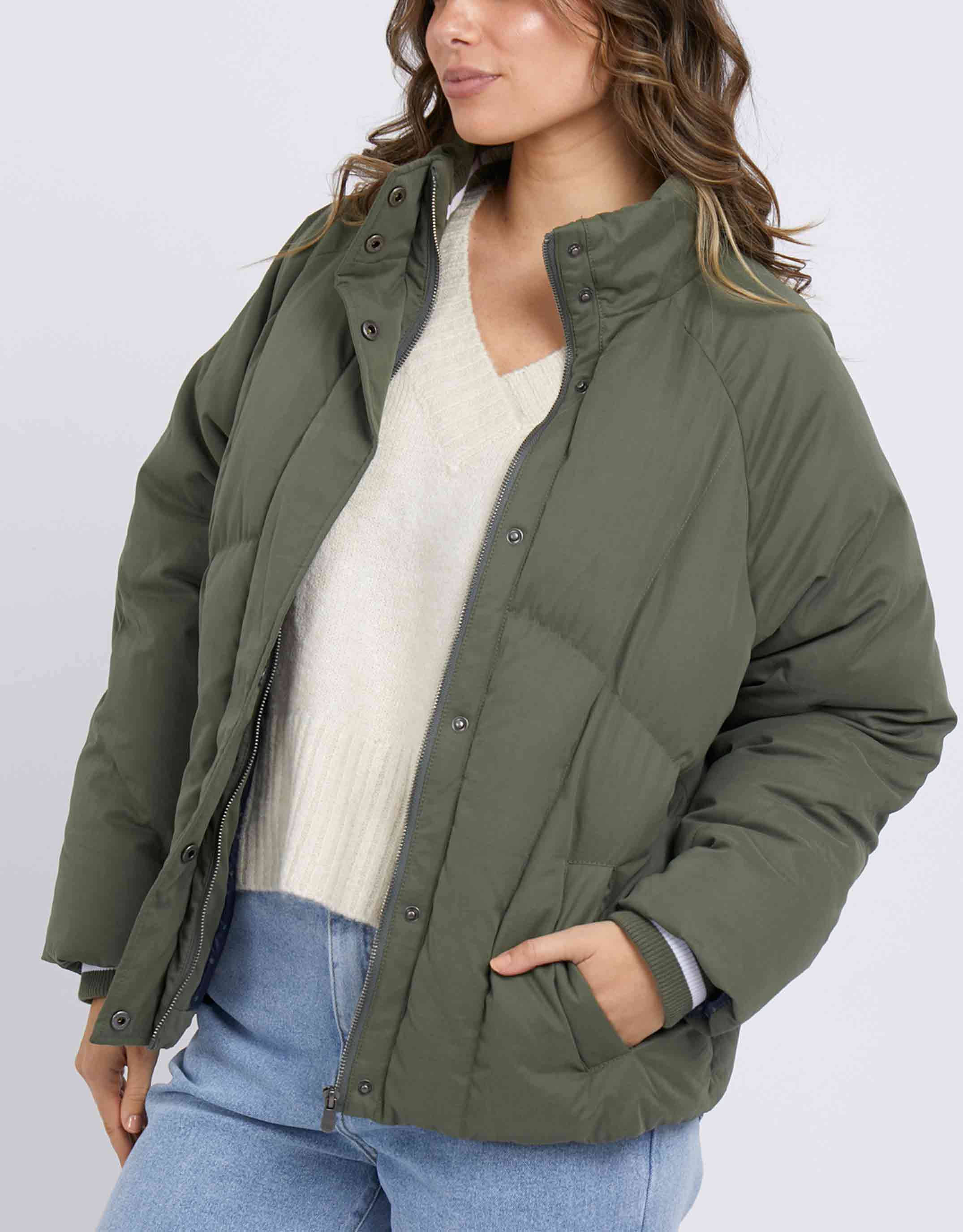 cotton on khaki puffer jacket