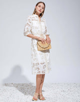 Layla Embroidery Long Dress - Cannoli Cream