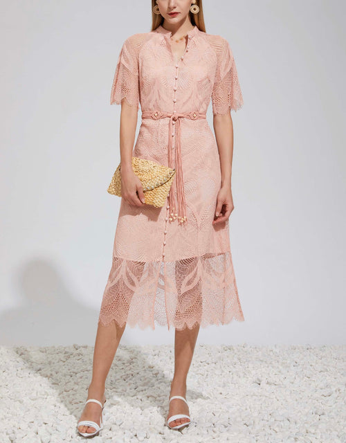 Lilou Lace Long Dress - Dusty Pink