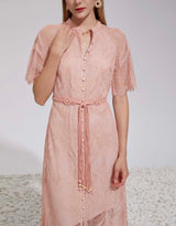 Lilou Lace Long Dress - Dusty Pink