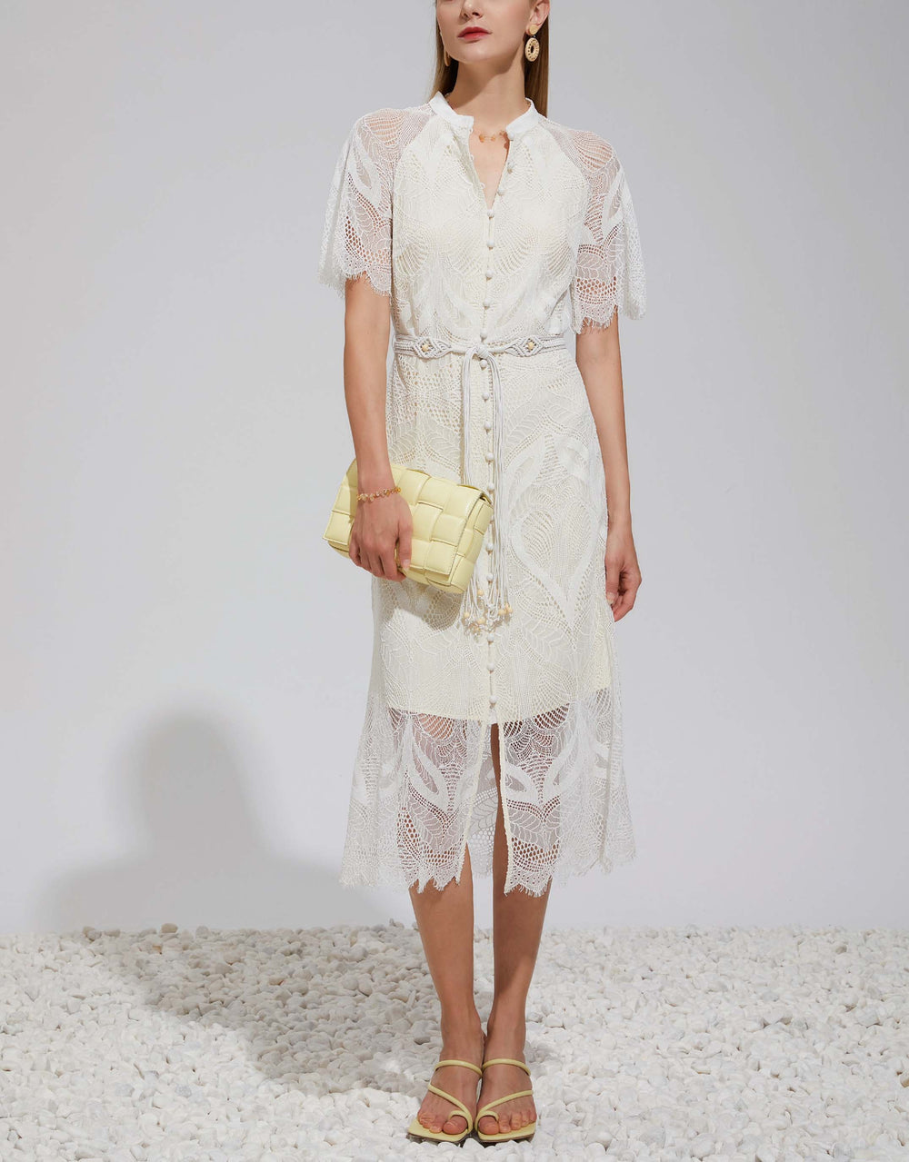 Lilou Lace Long Dress - White
