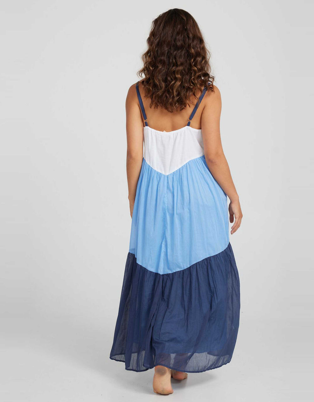 Mexicola Dress - White/Marina Blue/Navy