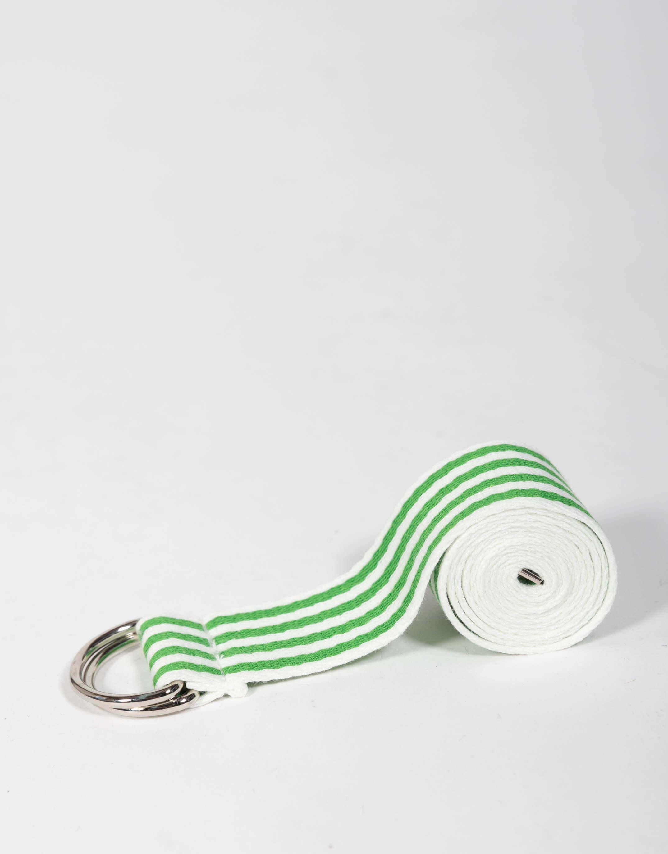 Portsea D-Ring Belt - Green/White Stripe