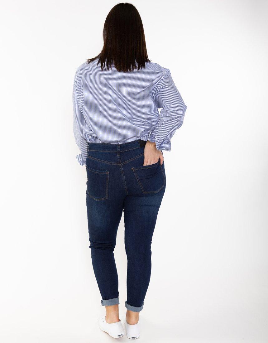 Plus Size Frayed Slim Fit Jeans - Dark Denim PQ Collection