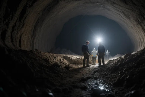 Workers inside a diamond mine searching for diamond