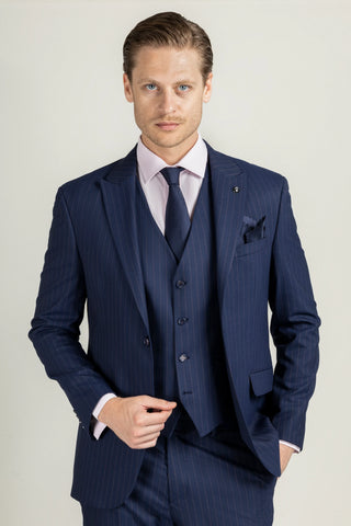 three piece pinstripe suit