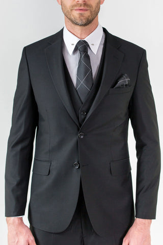 Black Slim Fit Date Night Wool Suit for men | BespokeDailyShop