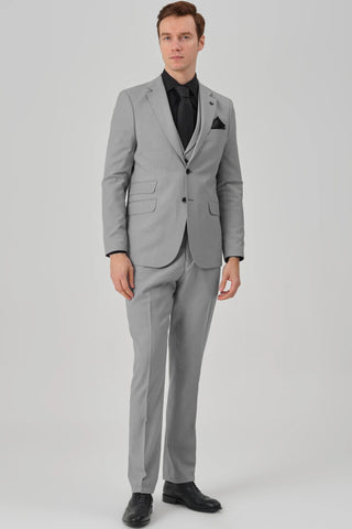 White oxford shirt will go well with light, dark, and two-tone grey 3 piece suits