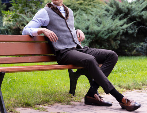 wear waistcoat with loafers for a smart casual valentine's day look