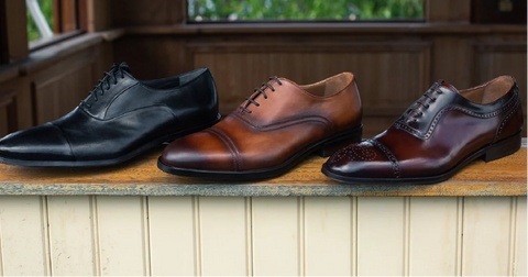 The oxford shoes are the most common and formal style to wear with your suit