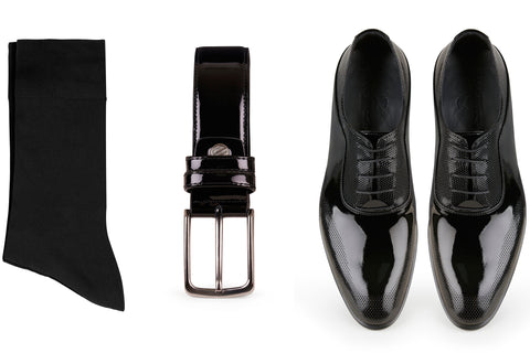 wear nothing other than black patent shoes for black tie events