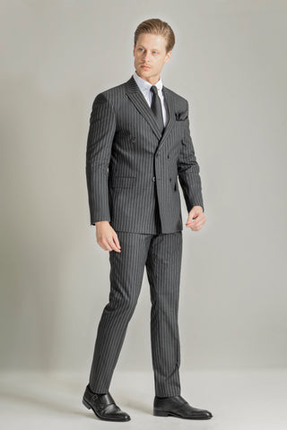 formal dress shoes match well with pinstripe suits