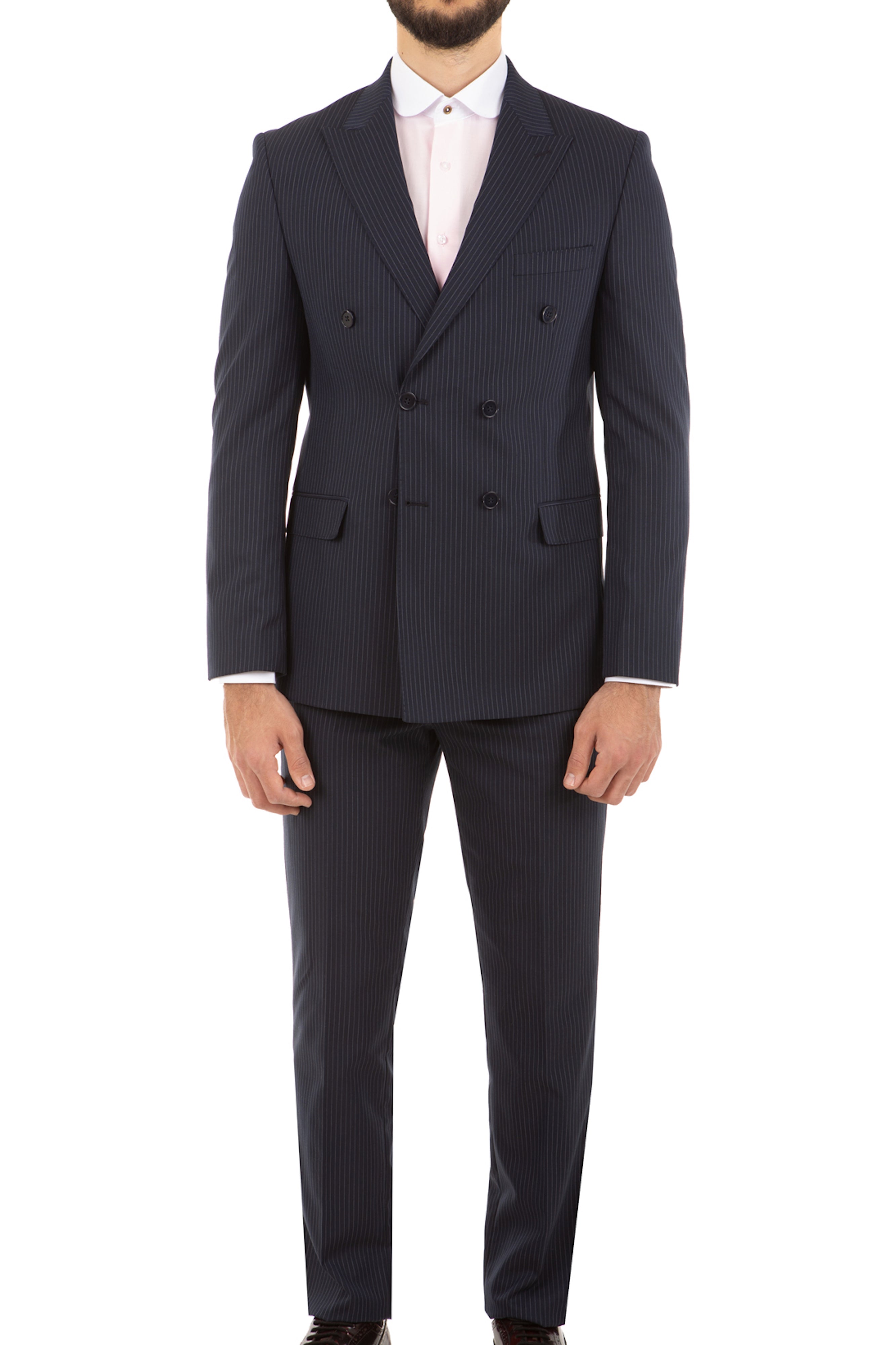 Navy Pinstripe Double Breasted Suit | Jack Martin Menswear