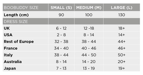 Boobuddy Size Chart | Size Guide