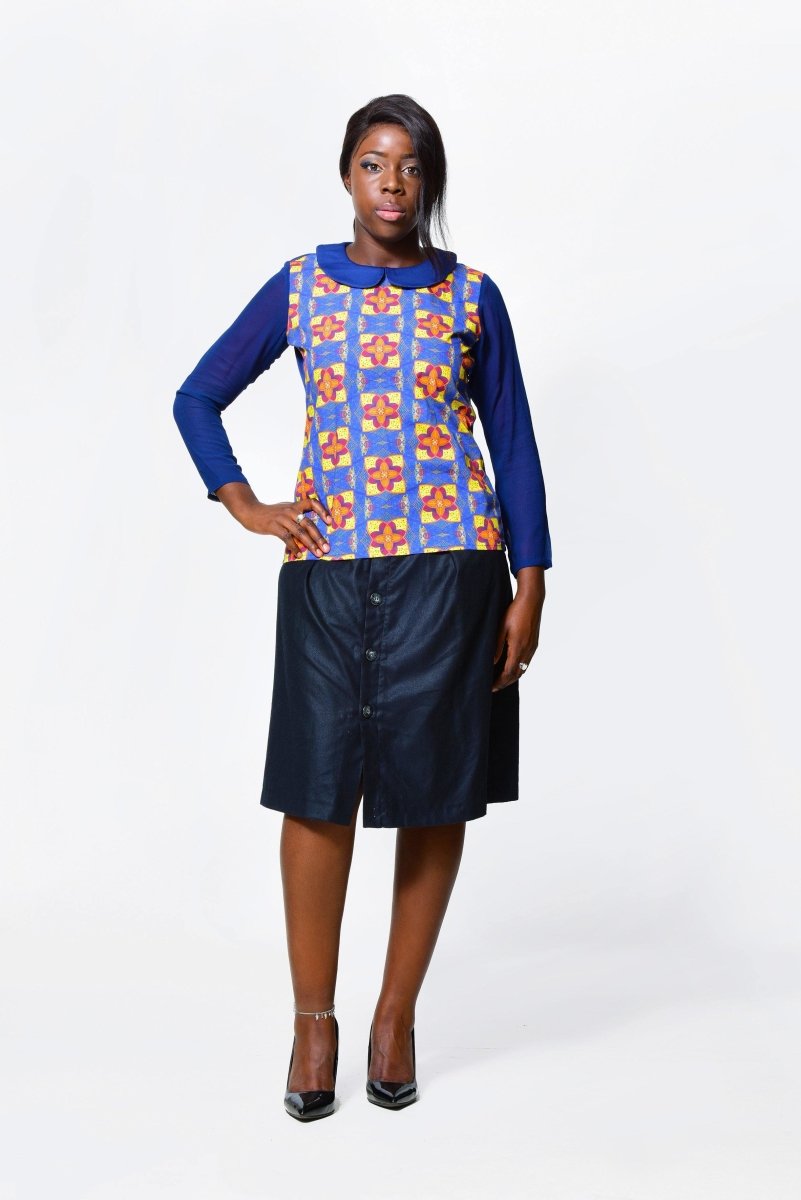 Robe chemise africaine Mangou en mousseline ALLEON