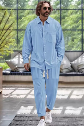 ExpProductCell_Men's Collared Neck Long Sleeve Top and Pants Set Plus Size_ ExpProductCell_Men's Collared Neck Long Sleeve Top and Pants Set Plus Size_