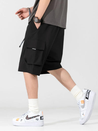 Men's Plus Size Drawstring Shorts with Pockets