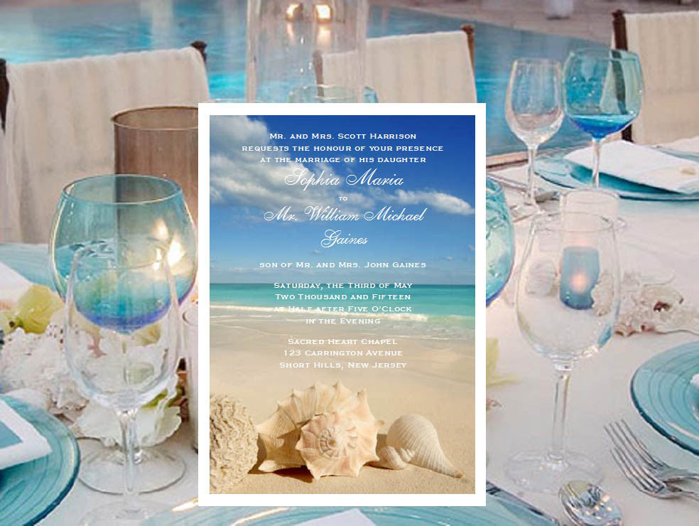 Summer Ocean Beach Wedding Invitations Announcements Pavia Party