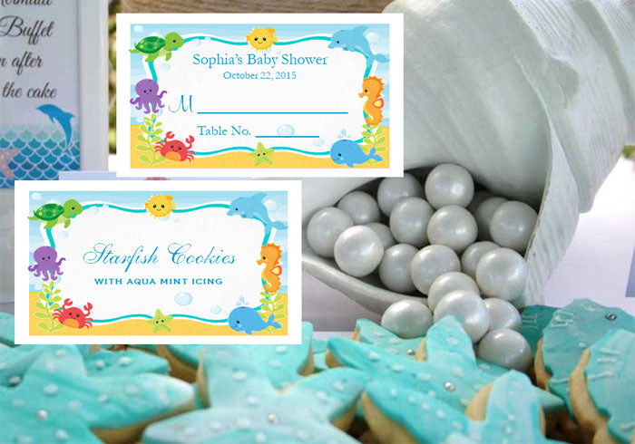 Under The Sea Ocean Baby Shower Buffet Place Cards Pavia Party Favors