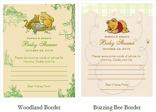 Winnie The Baby Pooh And Friends Baby Shower Advice Wish Cards