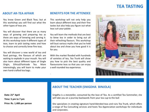 Workshop: Tea Tasting - An Ar-tea Affair