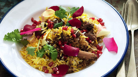 Traditional Biryani with Rose petals