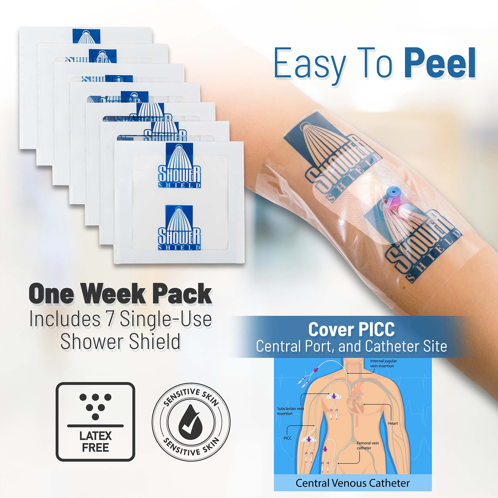 JJ CARE Shower Protector Pack of 14, 9x9 Dialysis Catheter Shower