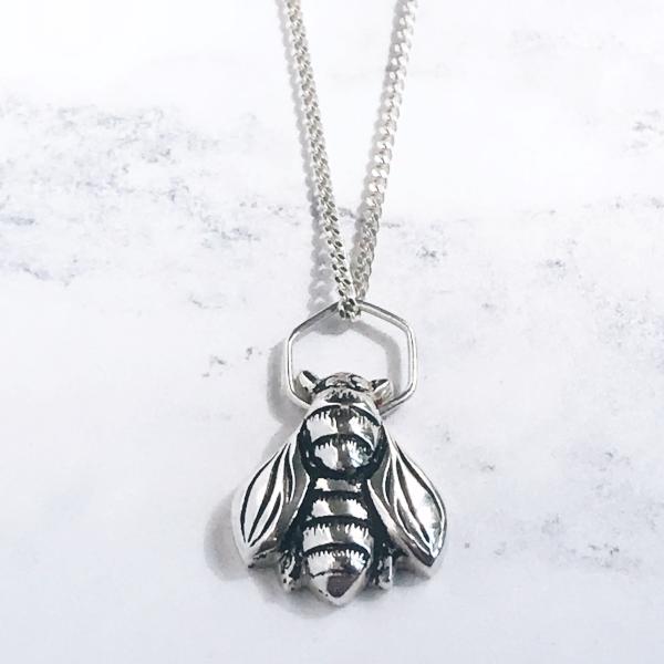 Bee Necklace Silver on silver chain