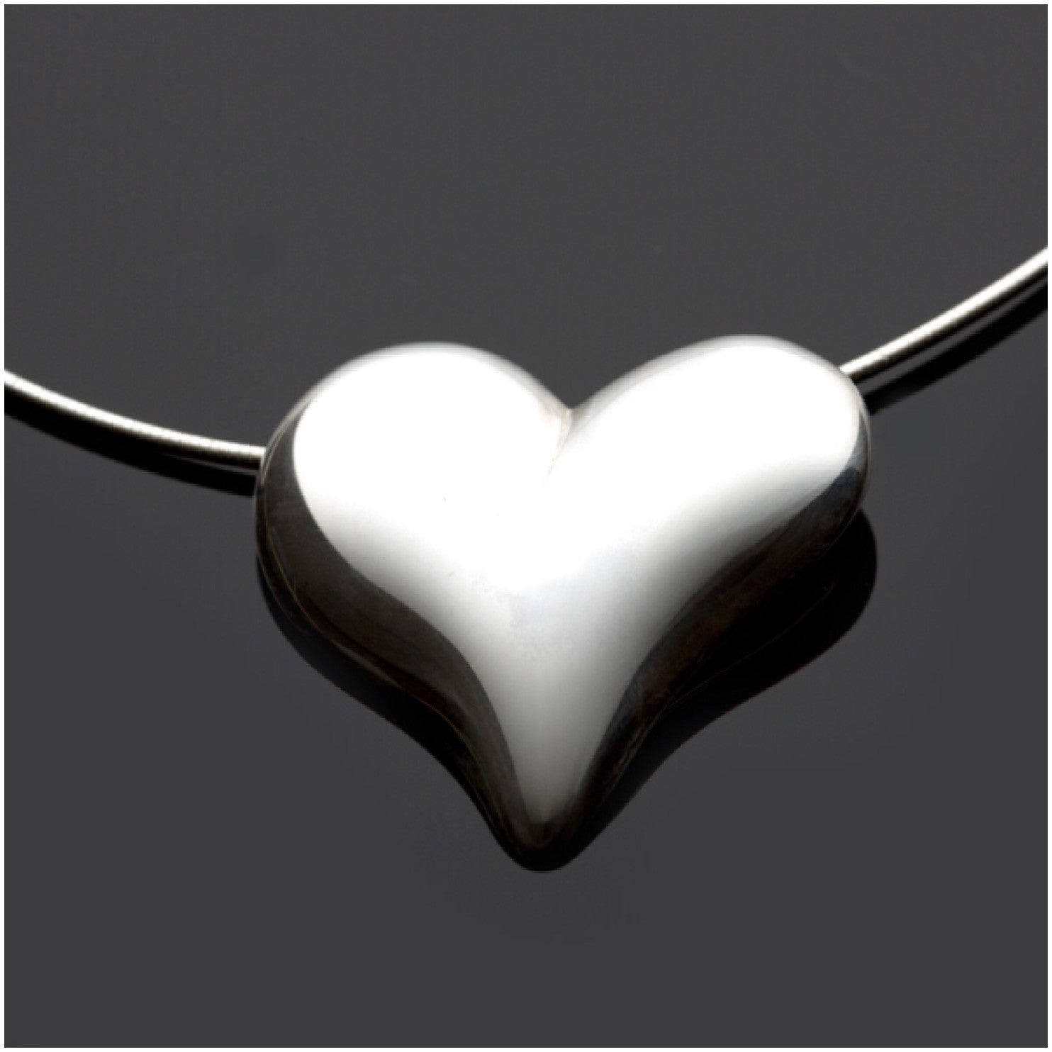 So Solid Love Heart Necklace Sterling Silver Choker