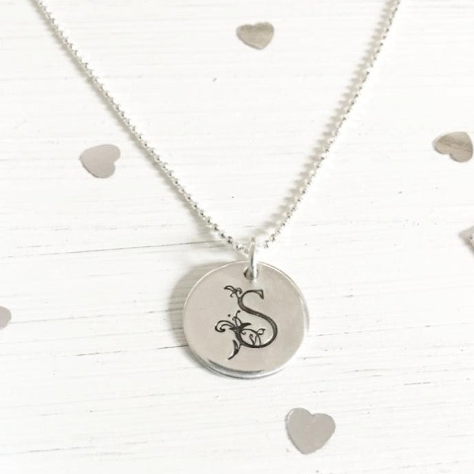 Initial Necklace Silver Monogram Letter Logo Name Necklace