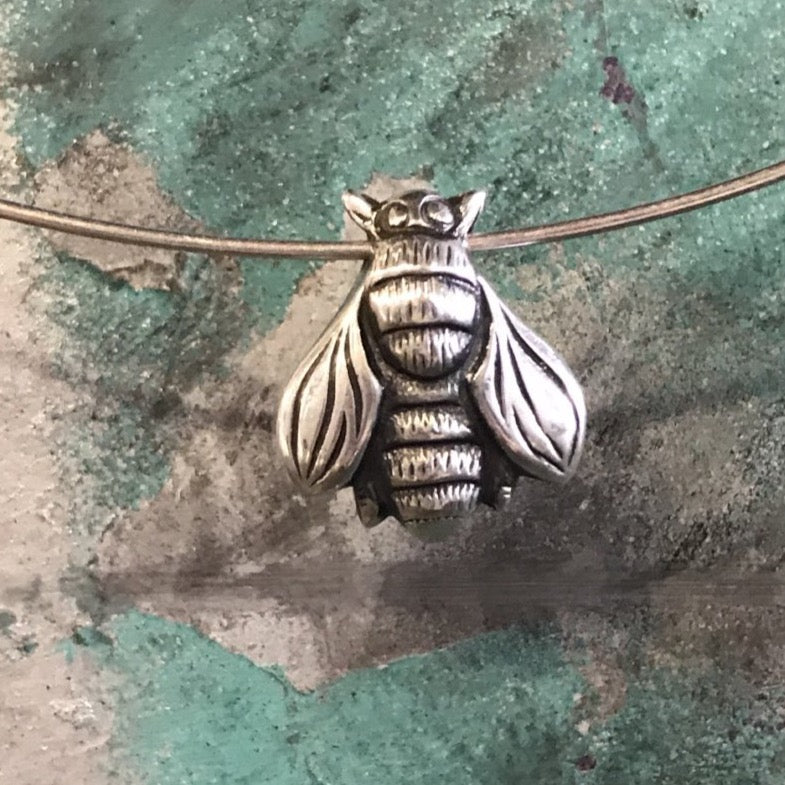 Bee necklace silver choker style