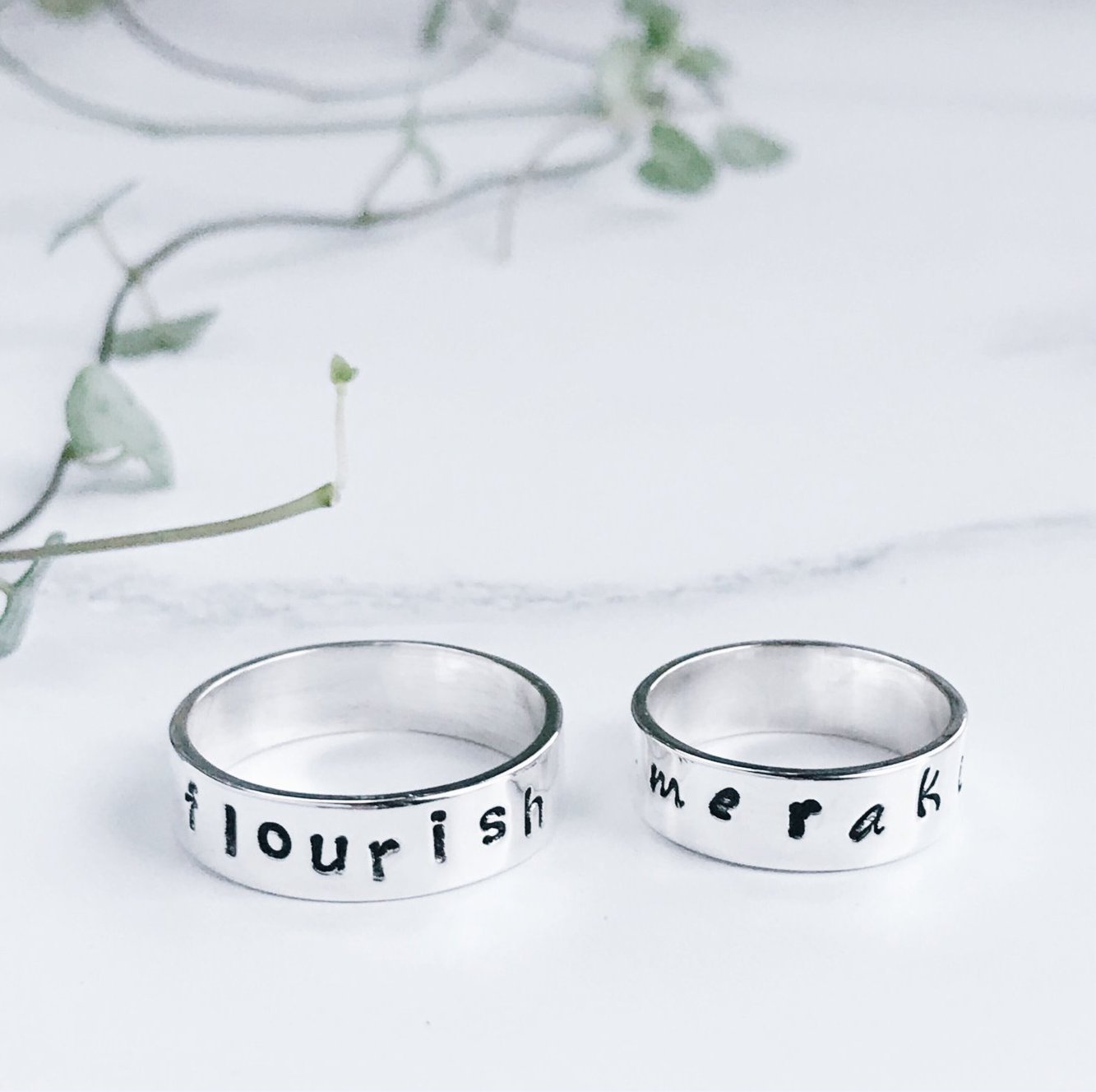 Word of the Year positive affirmations Silver Ring