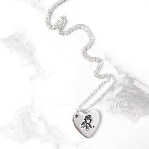 Initial Monogram Silver Heart Name Letter Logo Necklace How Fine Designs