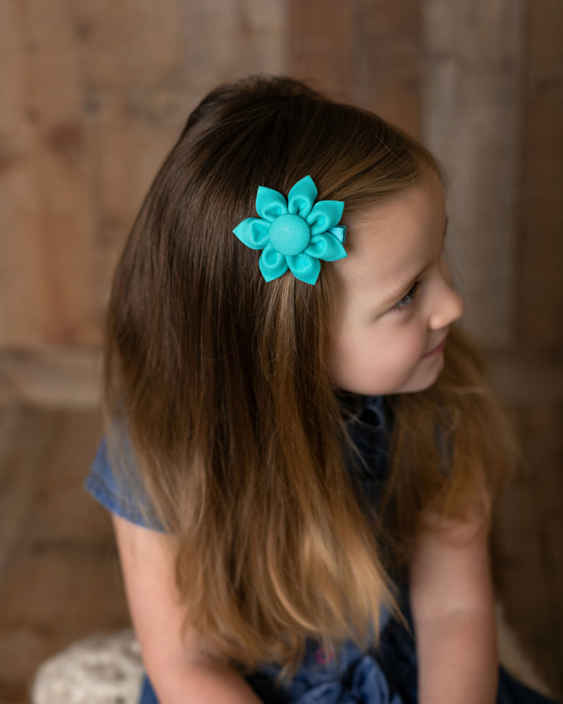 turquoise flower hair clip