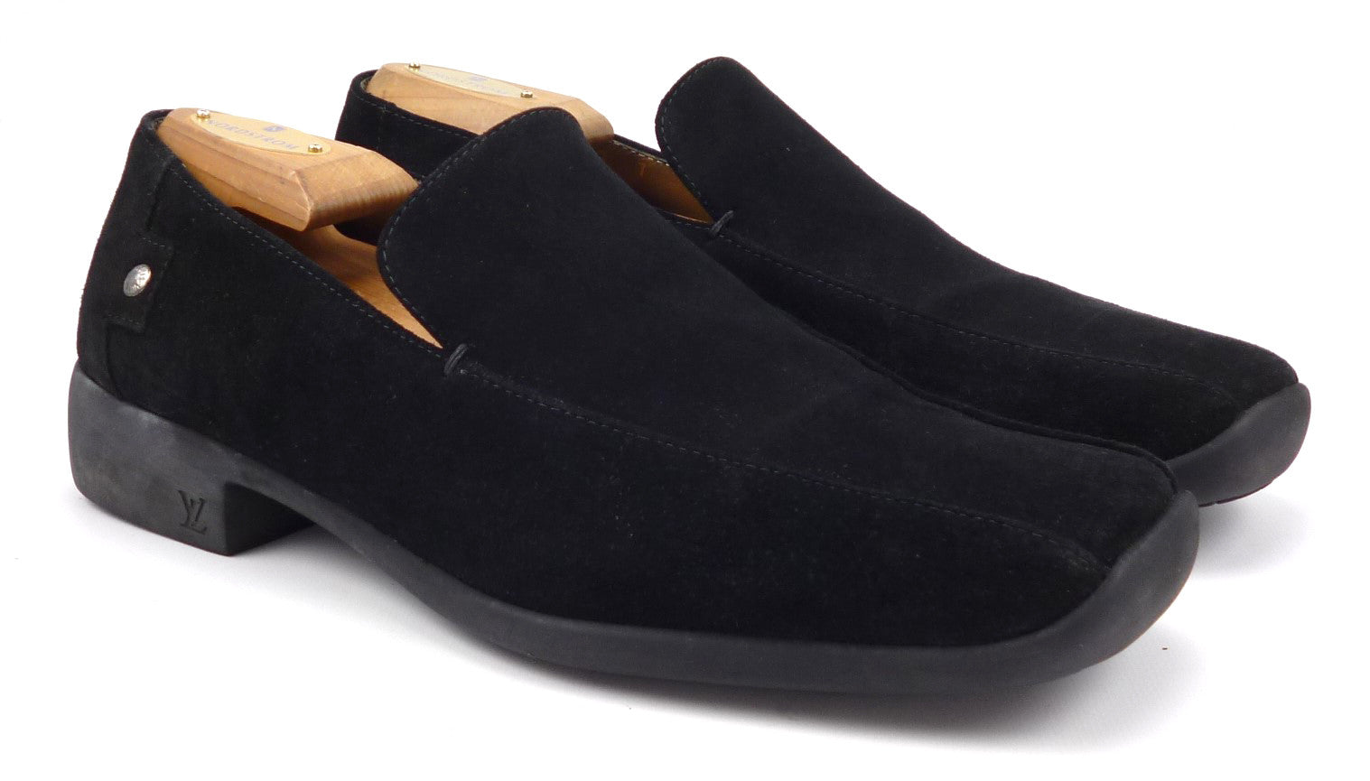 Louis Vuitton Mens Shoe 8 US Suede Slip On Loafer Black – Distinctive Deals - Designer Bags ...