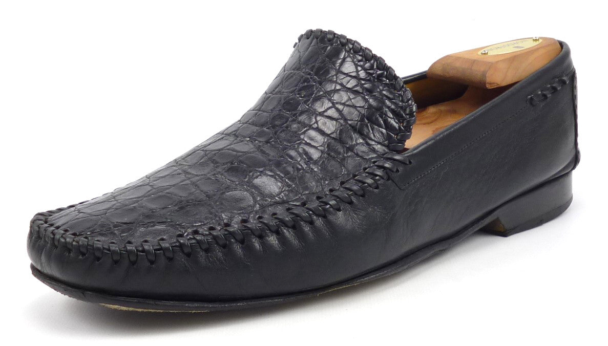 black crocodile loafers