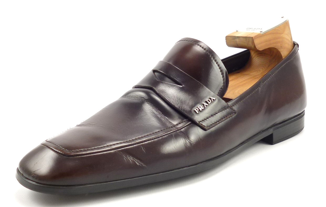 prada men's loafers brown