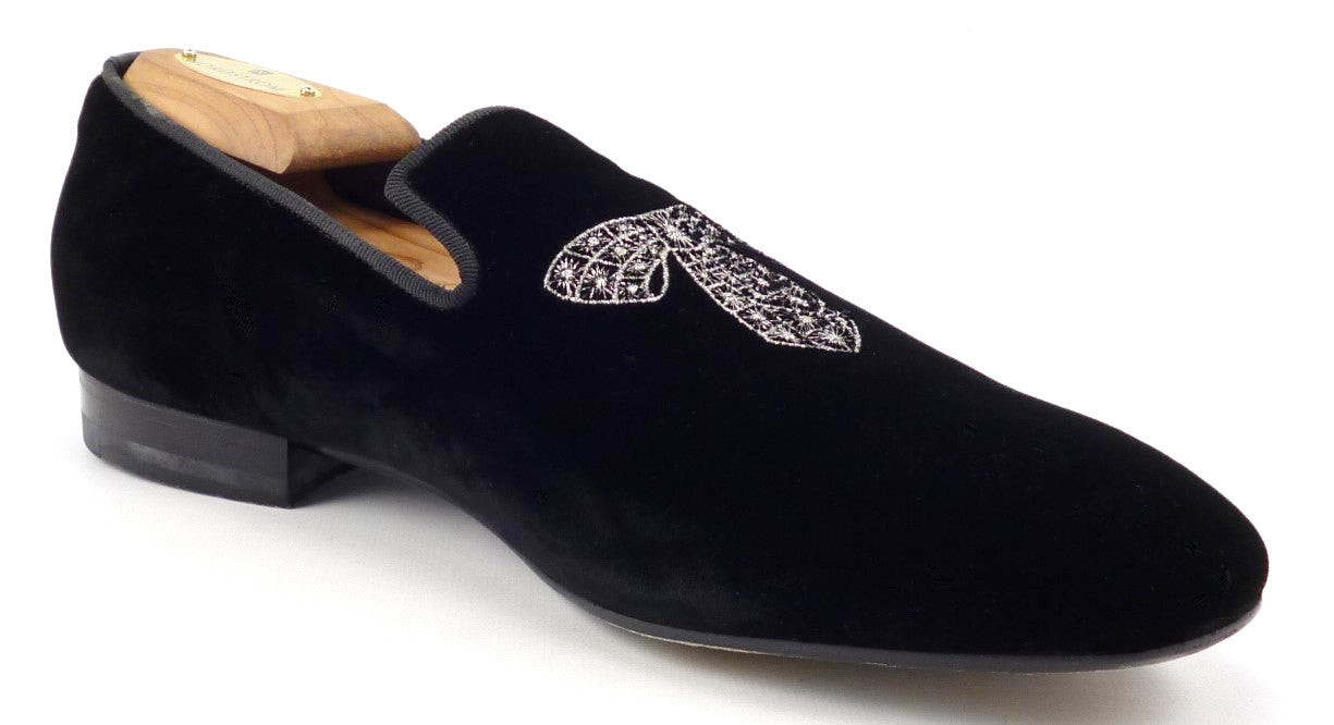 Santoni Mens Shoes Size 7 Velvet Slip On Loafers Black – Distinctive ...