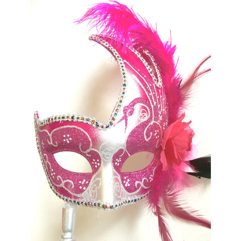 pink and silver mardi gras mask