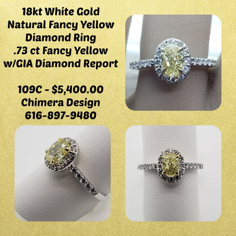 Another natural fancy yellow diamond ring from Chimera Design.