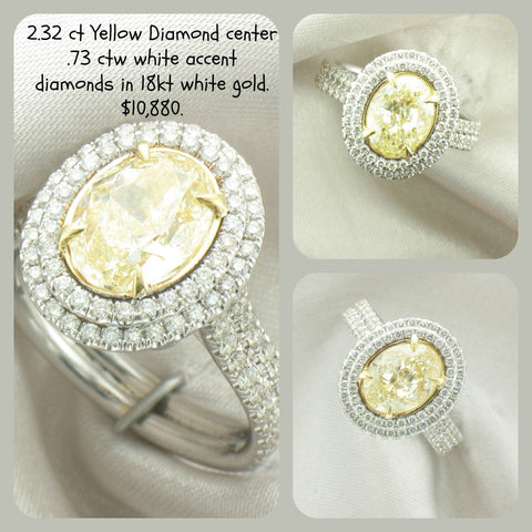 2.32 ct Fancy Yellow Diamond with .75 ctw of white accent diamonds