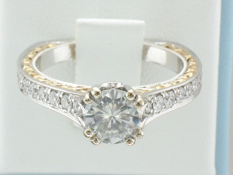 1 carat size colorless Moissanite ring