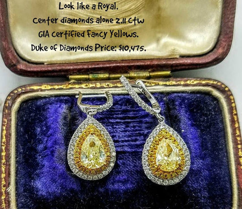 2.11 ctw Fancy Yellow Diamond Earrings at Chimera Design