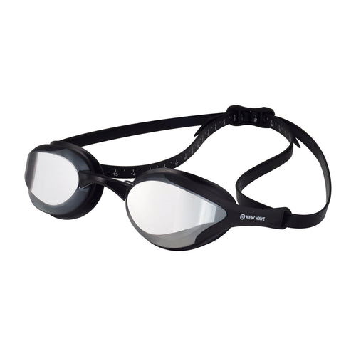 New Wave Swim Goggles - Fusion 2.0 (Silver Rush = Mirror Lens in Black Frames)