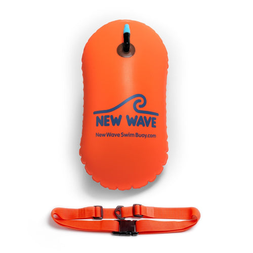 New Wave Swim Bubble for Open Water Swimmers and Triathletes - Orange Triathlon Swim Buoy (No Drybag)