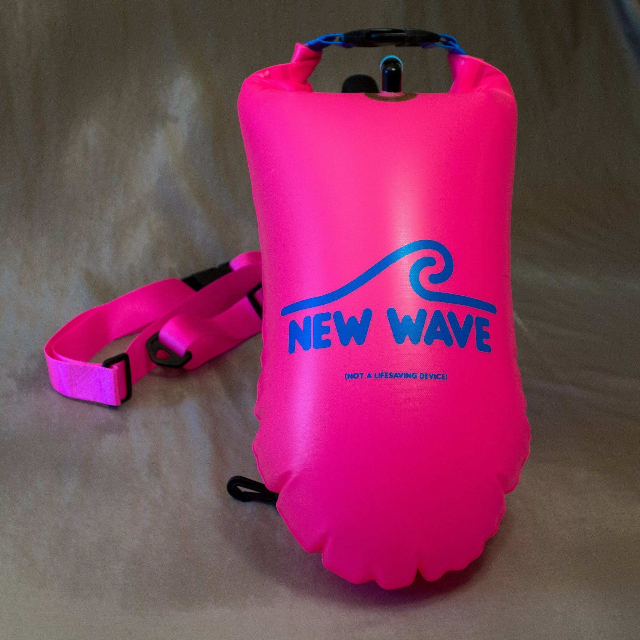 New Wave Open Water Swim Buoy - Medium (15 Liter) w/ Drybag - PVC Pink