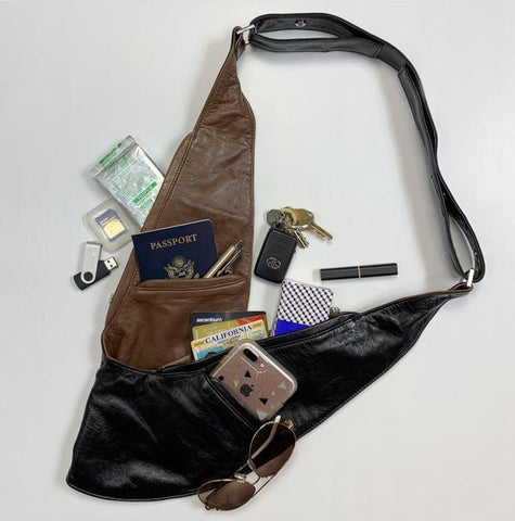 Brown Fringe Leather Sash Bag